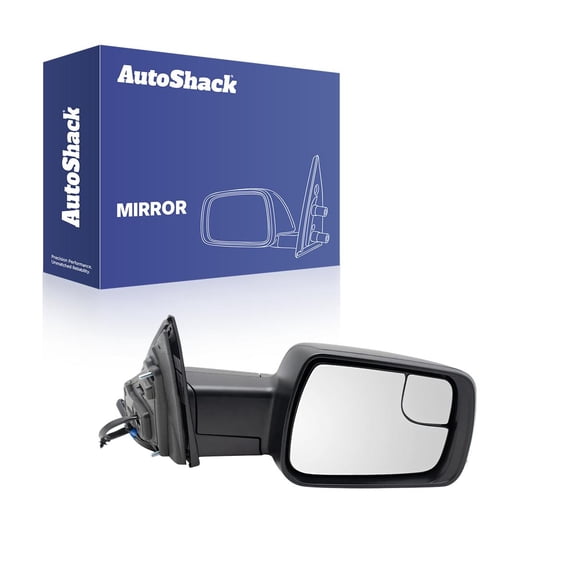 AutoShack Side View Mirror Power Heated Black for Ram, 1500 2019-2020, 4WD RWD V6 3.0L 3.6L V8 5.7L, Passenger Side