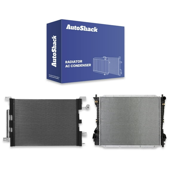 AutoShack Radiator & A/C Condenser Compatible with Ford, Mustang 2010-2014, RWD V6 3.7L 4.0L V8 4.6L 5.0L