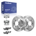 thumbnail image 1 of AutoShack Rear Drilled & Slotted Brake Rotors Ceramic Brake Pads Calipers | Replacement for 2006-2010 Ford Explorer | Silver Zinc Coated | 8-PC Brake Kit | SilverShield Pro, 1 of 4