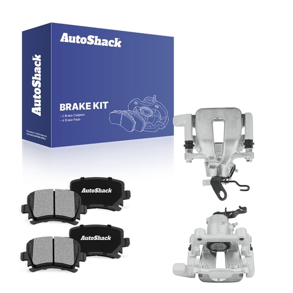 AutoShack Rear Brake Calipers & Ceramic Brake Pads for Volkswagen & Audi, Jetta 2005-2009 Rabbit 2006-2009 GTI 2006-2009 Golf 2010 A3 Quattro 2006-2007, AWD FWD L4 1.9L 2.0L L5 2.5L V6 3.2L