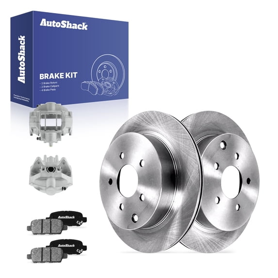 AutoShack Rear Brake Rotors, Ceramic Pads & Calipers for INFINITI, Q60 2014, AWD RWD V6 3.7L - 12.12" (307.8 mm), 5-Lug