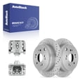 thumbnail image 1 of AutoShack Rear Solid Drilled & Slotted Silver Zinc Coated Brake Rotors + Calipers 4-PC Brake Kit Replacement for 2007-2011 Honda CR-V 2007-2012 Acura RDX SilverShield Pro 11.99" (304.6 mm), 1 of 5