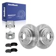 thumbnail image 1 of AutoShack Rear Brake Rotors, Premium Pads & Calipers for Honda, Odyssey 2011-2017, FWD V6 3.5L - Silver Zinc Coated Drilled & Slotted - SilverShield Pro - 13.13" (333.5 mm), 5-Lug, 1 of 5