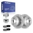 thumbnail image 1 of AutoShack Rear Brake Rotors, Premium Pads & Calipers for Toyota, Camry 2012-2017, FWD L4 2.5L V6 3.5L - Silver Zinc Coated Drilled & Slotted - SilverShield Pro - 11.06" (281 mm), 5-Lug, 1 of 4