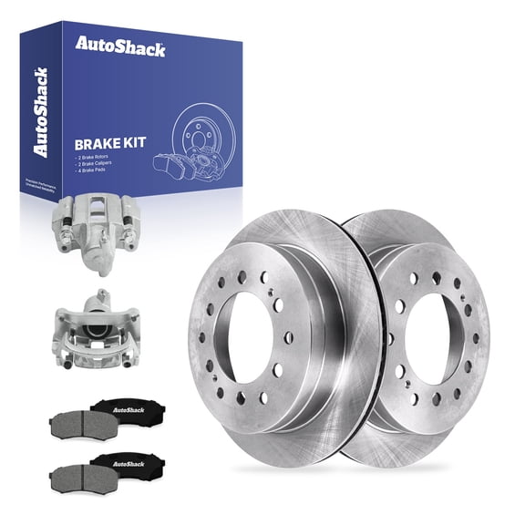 AutoShack Rear Brake Rotors, Premium Pads & Calipers for Toyota & Lexus, Sequoia 2001-2007 GX470 2003-2009, 4WD RWD V8 4.7L - 12.28" (312 mm), 6-Lug