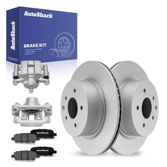 AutoShack Rear Brake Rotors Premium Ceramic Brake Pads Calipers | Replacement for 2004-2005 INFINITI G35 2005 Nissan 350Z 3.5L V6 AWD RWD | Coated | 8-PC Brake Kit | ArmorStop