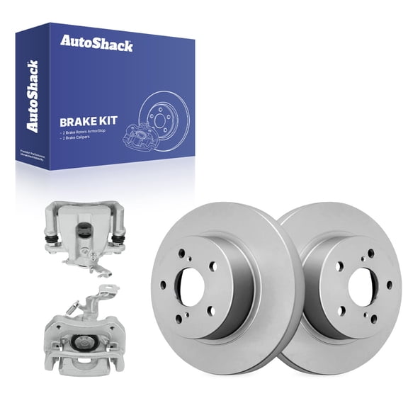 AutoShack Rear Brake Rotors & Calipers for Toyota & Pontiac, Matrix 2009-2013 Vibe 2009-2010, FWD L4 2.4L - Coated - ArmorStop - 10.96" (278.5 mm), 5-Lug