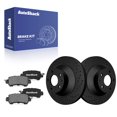 thumbnail image 1 of AutoShack Rear Solid Drilled & Slotted E-Coated Brake Rotors Black Finish + Ceramic Pads 6-PC Brake Kit Replacement for 2013-2015 Mazda CX-5 NightGuard 11.91" (302.5 mm), 1 of 5