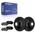 thumbnail image 1 of AutoShack Rear Solid Drilled & Slotted E-Coated Brake Rotors Black Finish + Premium Ceramic Pads 6-PC Brake Kit Replacement for 2013-2015 Mazda CX-5 NightGuard 11.91" (302.5 mm), 1 of 5