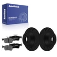 thumbnail image 1 of AutoShack Rear Solid Drilled & Slotted E-Coated Brake Rotors Black Finish + Premium Ceramic Pads 6-PC Brake Kit Replacement for 2013-2020 Ford Fusion 2013-2016 Lincoln MKZ NightGuard 11.88" (302 mm), 1 of 4