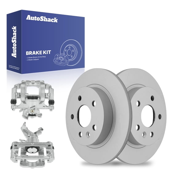 AutoShack Rear Brake Rotors Calipers | Replacement for 2014-2015 Chevrolet Cruze 2.0L FWD | Coated | 4-PC Brake Kit | ArmorStop