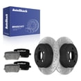 thumbnail image 1 of AutoShack Rear Solid Drilled & Slotted E-Coated Brake Rotors + Ceramic Pads 6-PC Brake Kit Replacement for 2014-2015 Dodge Charger ShadowGuard 12.59" (319.8 mm), 1 of 5