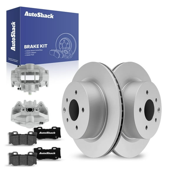 AutoShack Rear Brake Rotors Ceramic Brake Pads Calipers | Replacement for 2014 Nissan 370Z 3.7L V6 RWD | Coated | 8-PC Brake Kit | ArmorStop
