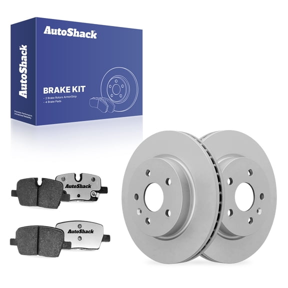 AutoShack Rear Brake Rotors & Ceramic Pads for Cadillac, CT5 2020-2025 CT6 2019-2020, AWD RWD L4 2.0L V6 3.0L 3.6L V8 4.2L - Coated - ArmorStop - 12.4" (315 mm), 5-Lug