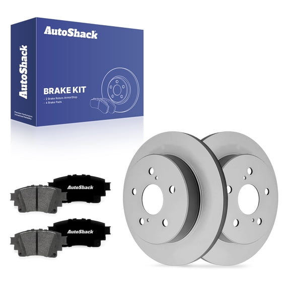 AutoShack Rear Brake Rotors & Premium Pads for Toyota, Corolla 2019-2025, AWD FWD L4 1.8L 2.0L - Coated - ArmorStop - 10.43" (265 mm), 5-Lug