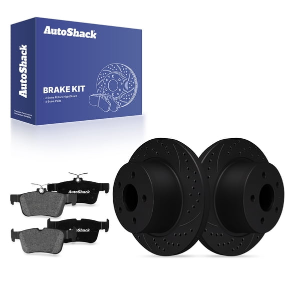 AutoShack Rear Brake Rotors & Premium Pads for Ford, Escape 2013-2016, AWD FWD L4 1.6L 2.0L 2.5L - E-Coated Drilled & Slotted - Black Finish - NightGuard - 11.02" (280 mm), 5-Lug