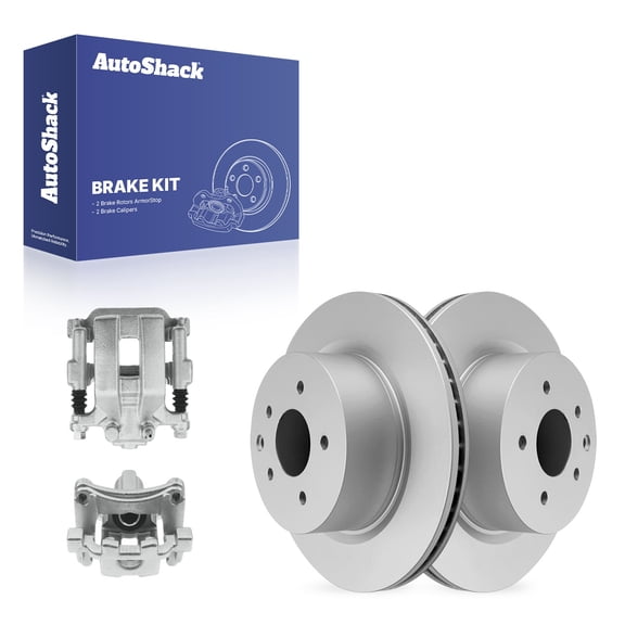 AutoShack Rear Brake Rotors & Calipers for INFINITI, G35 2007-2008, AWD RWD V6 3.5L - Coated - ArmorStop - 12.11" (307.7 mm), 5-Lug