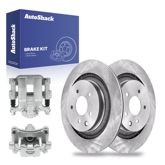 AutoShack 13.78" (350 mm) Rear Vented Brake Rotors + Calipers | Replacement for 2008-2011 INFINITI G37 | 4-PC Brake Kit