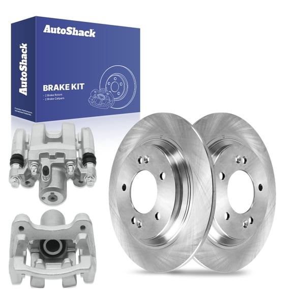 AutoShack Rear Solid Brake Rotors + Calipers 4-PC Brake Kit Replacement for 2014-2015 Kia Optima 2015 Hyundai Sonata 2012 Kia Optima 11.18" (284 mm)