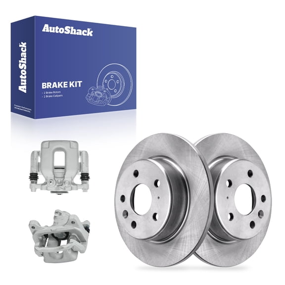 AutoShack Rear Brake Rotors & Calipers for Chevrolet, Volt 2016-2019 Bolt EV 2017-2019, FWD L4 1.5L - 10.39" (264 mm), 5-Lug