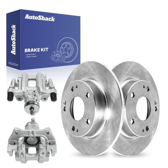 AutoShack 10.24" (260 mm) Rear Solid Brake Rotors + Calipers | Replacement for 2016-2021 Honda Civic 2019-2022 Honda Insight | 4-PC Brake Kit