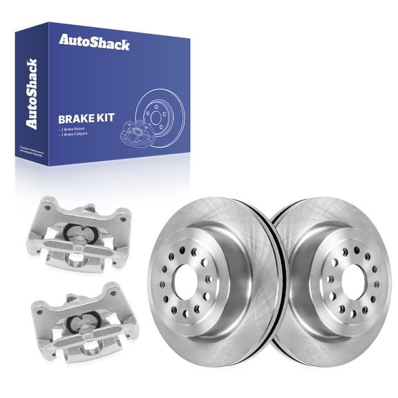 AutoShack Rear Brake Rotors & Calipers for Ram, 1500 2019-2024, 4WD AWD RWD V6 3.0L 3.6L V8 5.7L 6.2L - 14.76" (375 mm), 6-Lug