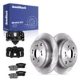 thumbnail image 1 of AutoShack Rear Solid Brake Rotors + Ceramic Pads + Calipers Black 8-PC Brake Kit Replacement for 2007-2011 Honda CR-V 2010-2012 Acura RDX 11.99" (304.6 mm), 1 of 4