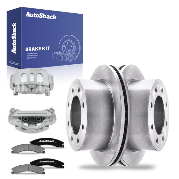 AutoShack Rear Brake Rotors Ceramic Brake Pads Calipers | Replacement for 2011-2015 Chevrolet Silverado 3500 HD 2011-2015 GMC Sierra 3500 HD 6.0L 6.6L V8 4WD RWD | 8-PC Brake Kit