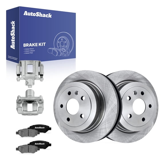 AutoShack Rear Brake Rotors, Ceramic Pads & Calipers for Cadillac, CTS 2014, AWD RWD V6 3.0L 3.6L - 13.35" (339.2 mm), 5-Lug