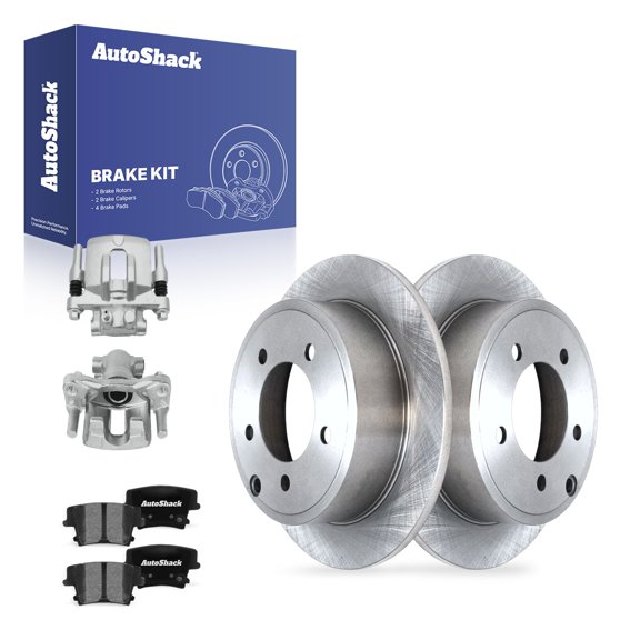 AutoShack Rear Brake Rotors, Ceramic Pads & Calipers for Dodge, Avenger 2014, FWD V6 3.6L - 10.31" (262 mm), 5-Lug