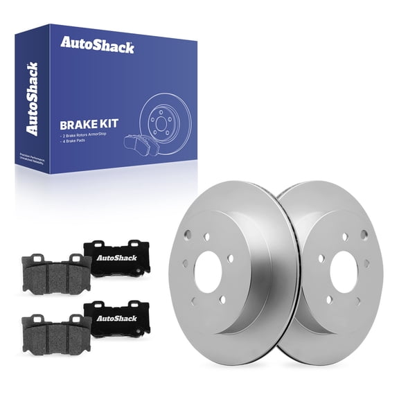 AutoShack Rear Brake Rotors & Ceramic Pads for INFINITI, M37 2013 Q70 2018-2019 M56 2013, AWD RWD V6 3.7L V8 5.6L - Coated - ArmorStop - 12.12" (307.8 mm), 5-Lug