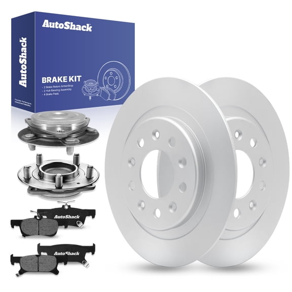 AutoShack Rear Brake Rotors Ceramic Brake Pads Wheel Bearing Hub Assembly | Replacement for 2018 Buick Envision 2.5L FWD | Coated | 8-PCBrake Kit| ArmorStop