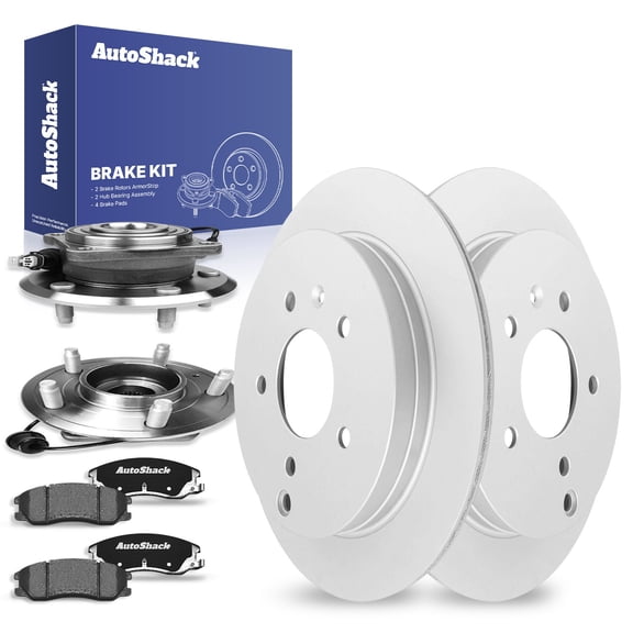 AutoShack Rear Brake Rotors Ceramic Brake Pads Wheel Bearing Hub Assembly | Replacement for Chevrolet Equinox Captiva Sport Saturn Vue Pontiac Torrent FWD | Coated | 8-PCBrake Kit| ArmorStop