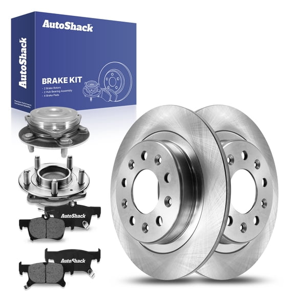 AutoShack Rear Brake Rotors Ceramic Brake Pads Wheel Bearing Hub Assembly | Replacement for 2018 Buick Envision 2.5L FWD | 8-PC Brake Kit