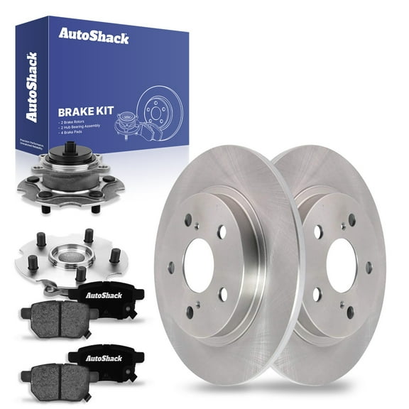 AutoShack Rear Brake Rotors Ceramic Brake Pads Wheel Bearing Hub Assembly | Replacement for 2017-2018 Toyota Corolla iM 2016 Scion iM 1.8L FWD | 8-PC Brake Kit