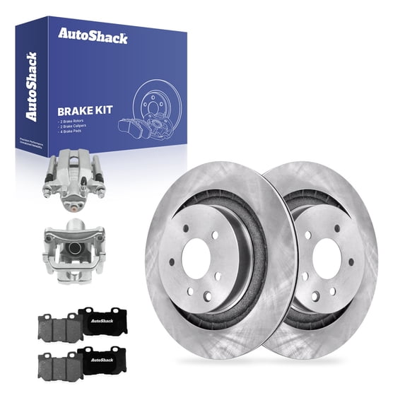 AutoShack Rear Brake Rotors, Premium Pads & Calipers for INFINITI & Nissan, G37 2009-2010 370Z 2009, AWD RWD V6 3.7L - 13.77" (349.8 mm), 5-Lug