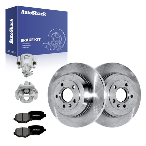 AutoShack Rear Brake Rotors, Premium Pads & Calipers for Ford, Taurus 2010-2012, AWD FWD V6 3.5L - 12.99" (330 mm), 5-Lug