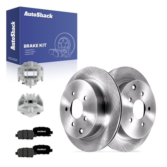 AutoShack Rear Brake Rotors, Premium Pads & Calipers for INFINITI, Q60 2014, AWD RWD V6 3.7L - 12.12" (307.8 mm), 5-Lug