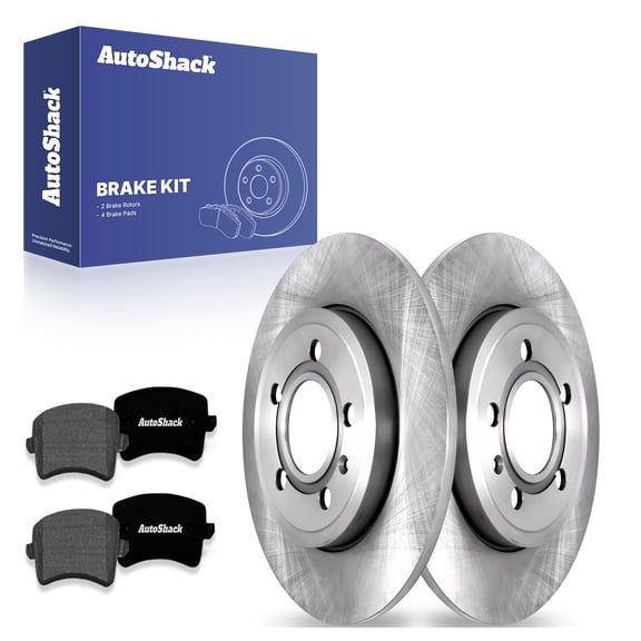 AutoShack 11.33" (287.7 mm) Rear Solid Brake Rotors + Premium Ceramic Brake Pads | Replacement for 2009 Audi A4 Quattro 2009 Audi A4 | 6-PC Brake Kit