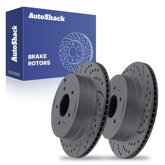 AutoShack 11.93" (303 mm) Rear Vented Drilled & Slotted Brake Rotors Coated | Replacement for 2007-2009 Chevrolet Equinox 2008-2010 Saturn Vue | Black Matte Finish | 2-PC Set | BlackShield
