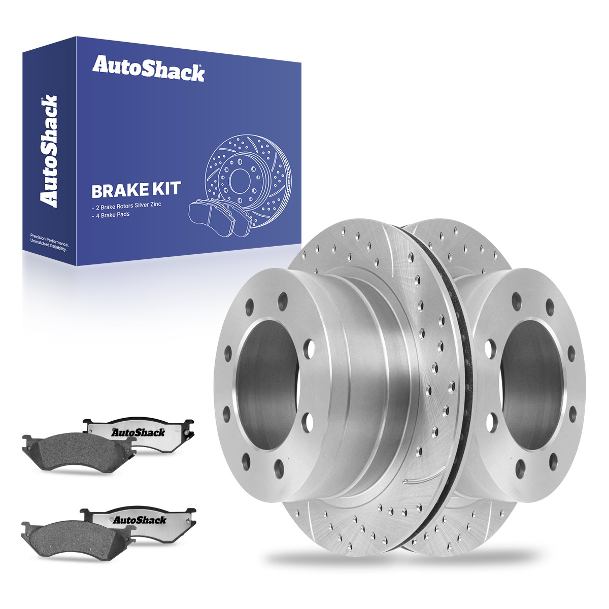 Drilled Slotted Front & Rear Brake Pads & Rotor Kit for Dodge Ram 1500