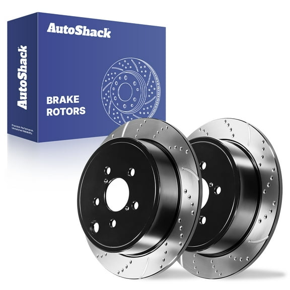 AutoShack 11.25" (285.8 mm) Rear Solid Drilled & Slotted Brake Rotors E-Coated | Replacement for 2010-2014 Subaru Outback 2008-2014 Subaru Impreza | 2-PC Set | ShadowGuard