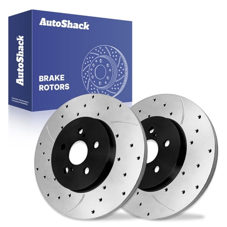 AutoShack Rear Brake Rotors for Toyota, Corolla 2009-2011, 2014-2022 Prius 2010-2022 Matrix 2009-2014, FWD L4 1.8L 2.0L 2.4L - E-Coated Drilled & Slotted - ShadowGuard - 10.2" (259 mm), 5-Lug
