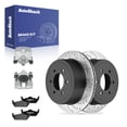 thumbnail image 1 of AutoShack Rear Brake Rotors, Ceramic Pads & Calipers for Ford, F-150 2004-2011 - E-Coated Drilled & Slotted - ShadowGuard - 13.66" (346.9 mm), 6-Lug, 1 of 5