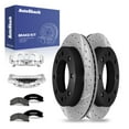 thumbnail image 1 of AutoShack Rear Drilled & Slotted Brake Rotors Premium Ceramic Brake Pads Calipers | Replacement for Chevrolet Silverado 2500 HD GMC Sierra 2500 HD 4WD | E-Coated | 8-PC Brake Kit | ShadowGuard, 1 of 2