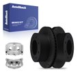 thumbnail image 1 of AutoShack Rear Drilled & Slotted Brake Rotors Calipers | Replacement for GMC Sierra 2500 HD 2020-2024 Chevrolet Silverado 2500 HD Silverado 3500 HD | Black E-Coated | 4-PC Brake Kit | NightGuard, 1 of 5
