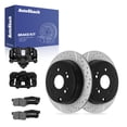 thumbnail image 1 of AutoShack Rear Solid Drilled & Slotted E-Coated Brake Rotors + Ceramic Pads + Calipers Black 8-PC Brake Kit Replacement for 2007-2012 Acura RDX ShadowGuard 11.99" (304.6 mm), 1 of 5