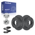thumbnail image 1 of AutoShack Rear Solid Drilled & Slotted Coated Brake Rotors Black Matte Finish + Ceramic Pads + Calipers 8-PC Brake Kit Replacement for 2007-2017 Jeep Patriot BlackShield 10.31" (262 mm), 1 of 5