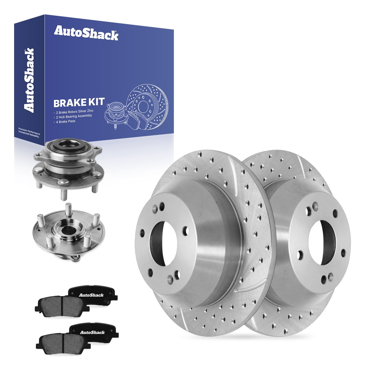 AutoShack Rear Brake Rotors, Ceramic Pads &amp; Hub Bearing Assemblies for ...