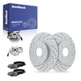 thumbnail image 1 of AutoShack Rear Solid Drilled & Slotted Coated Brake Rotors Silver Matte Finish + Ceramic Pads + Hub Bearing Assembly 8-PC Brake Kit Replacement for 2012-2020 Dodge Journey TurboGuard 12.91" (328 mm), 1 of 5